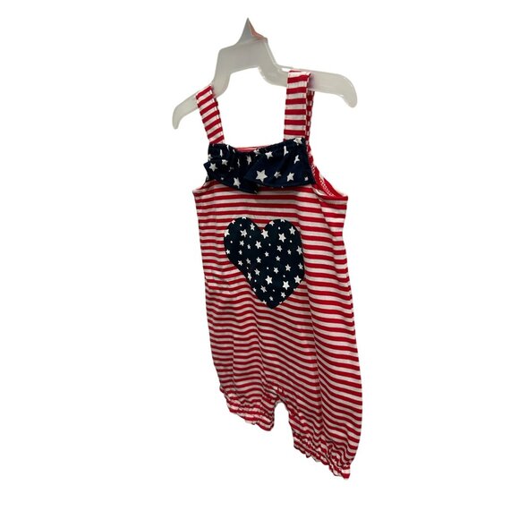Baby Girls NWT Patriotic Red White Striped Romper Star Heart Design 3 months - Picture 3 of 9